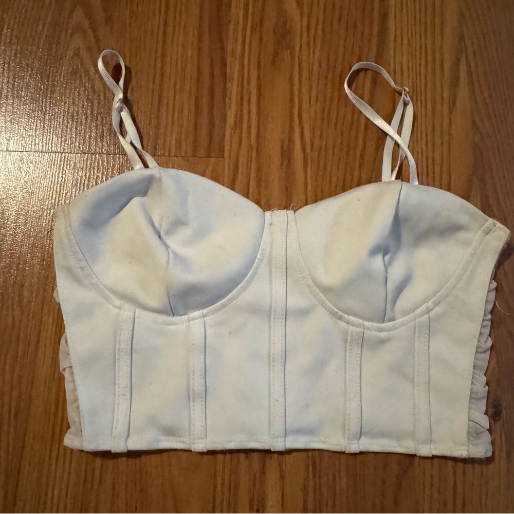 White Cropped Bustier Top Tank Top Size S‎ Basics Corset
